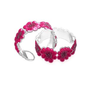 AERAN Women's Red Enamel Band Design Comfortable Toe Rings in Pure 92.5 Sterling Silver