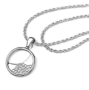 Sterling Silver Celestial Circle American Diamond  Pendant Necklace