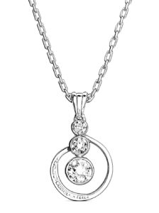Silver Plated Chain With Elegant Shape Solitaire Diamond Pendant For Women