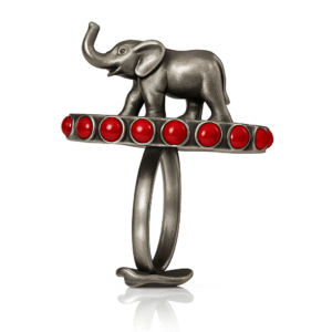 Silver Oxidised Elephant Adjustable Ring for Women and Girls