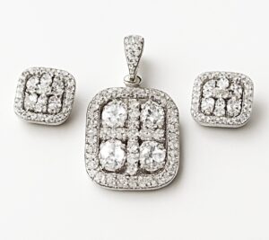925 Sterling Silver CZ-Studded Pendant Set With Earrings