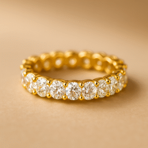 Silver Ring Band Gold-Plated With Cz Stones