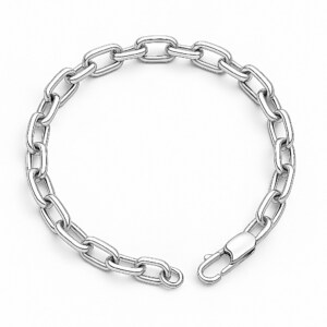 925 Sterling Silver Rectangular Link Chain Bracelet