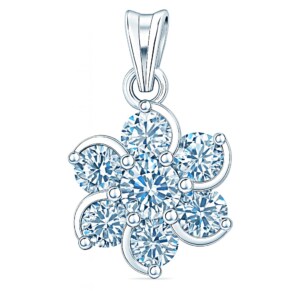 Elegant Pure Silver Swarovski Floral Pendant