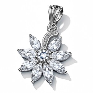 Sterling Silver Swarovski Floral Pendant
