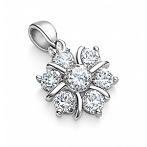 925 Sterling Silver Swarovski Floral Pendant.