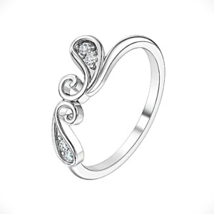 Elegant Silver Swirl CZ Ring