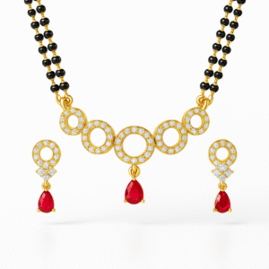 925 Silver Mangal Sutra,Gold-Plated with Earrings Set